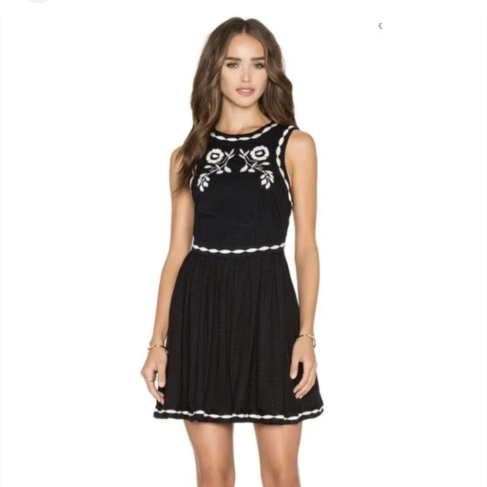 Free People Black Dress with White Accents